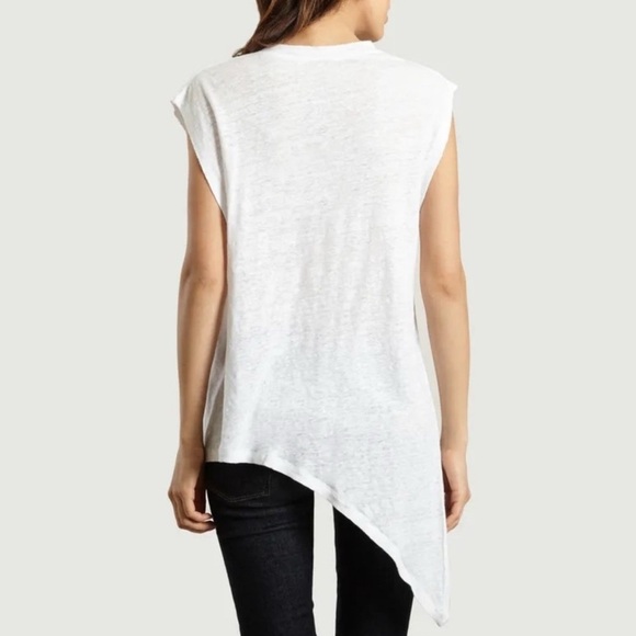 IRO White Karami Asymmetrical Lace Up Slub Linen Tank - Picture 4 of 9